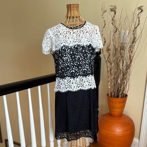 Milly 🔥Elegant Black and White Lace Dress Made in USA 🇺🇸